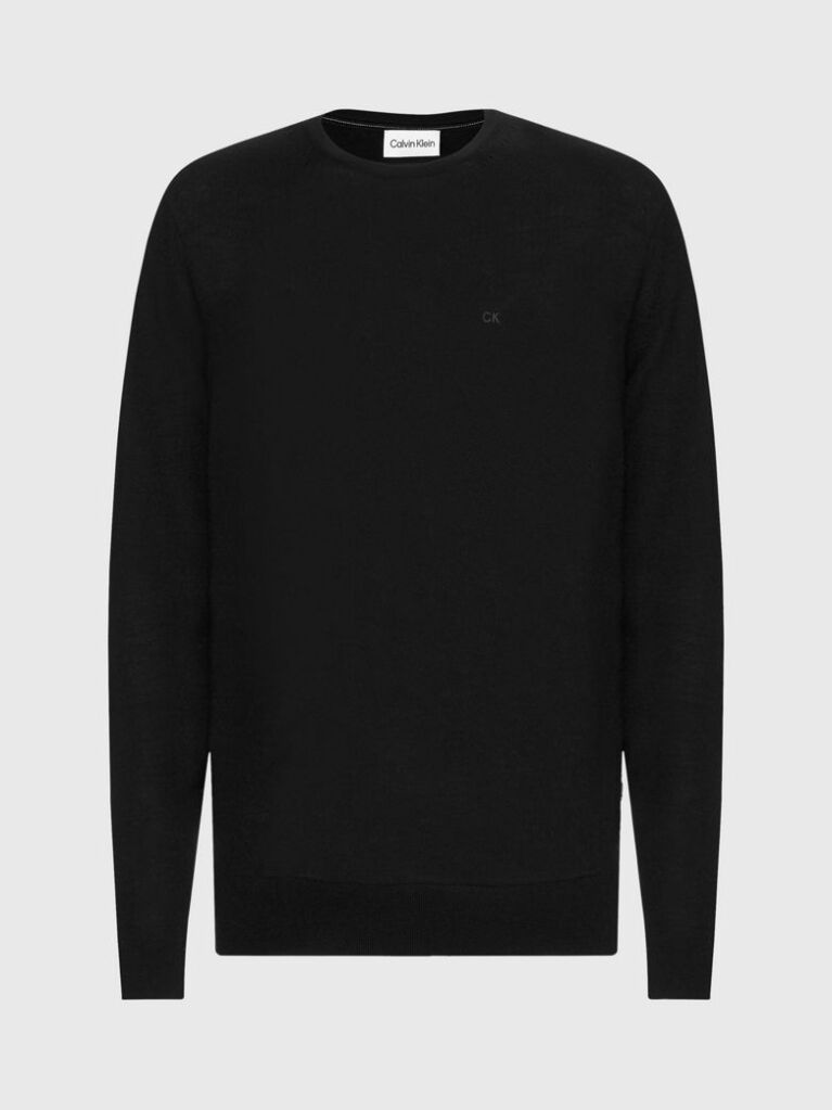 Black Merino Wool Jumper  Men