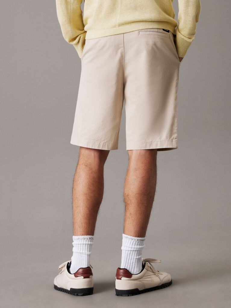 Beige Straight Twill Chino Shorts  Men