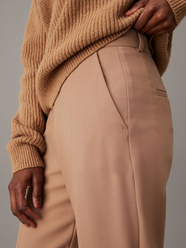 Brown Slim Straight Trousers  Women