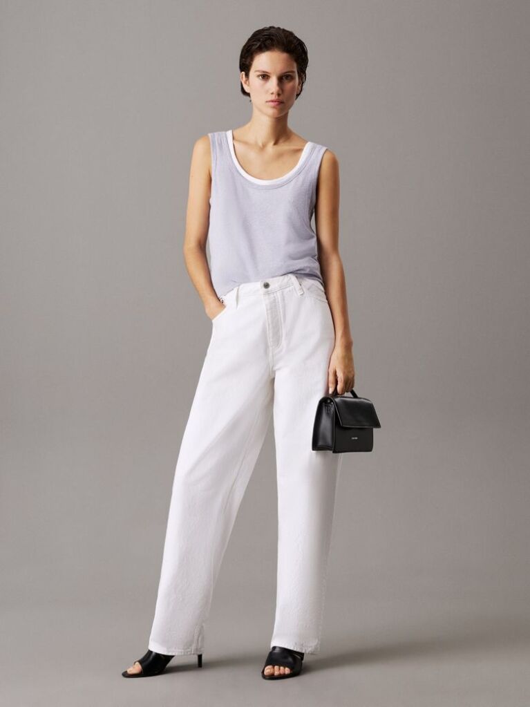 Grey Slim Linen Jersey Tank Top  Women