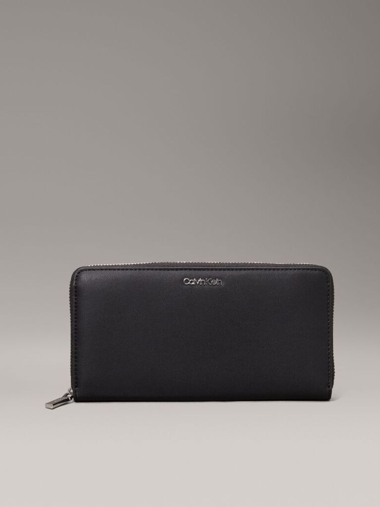 Black Large RFID Zip Around Wallet  Women