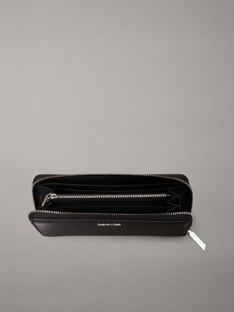 Black Large RFID Zip Around Wallet  Women