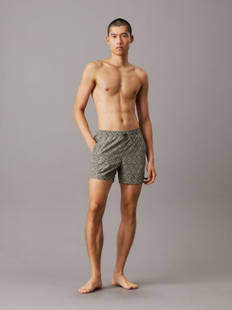 Green Medium Drawstring Swim Shorts - CK Essentials  Men