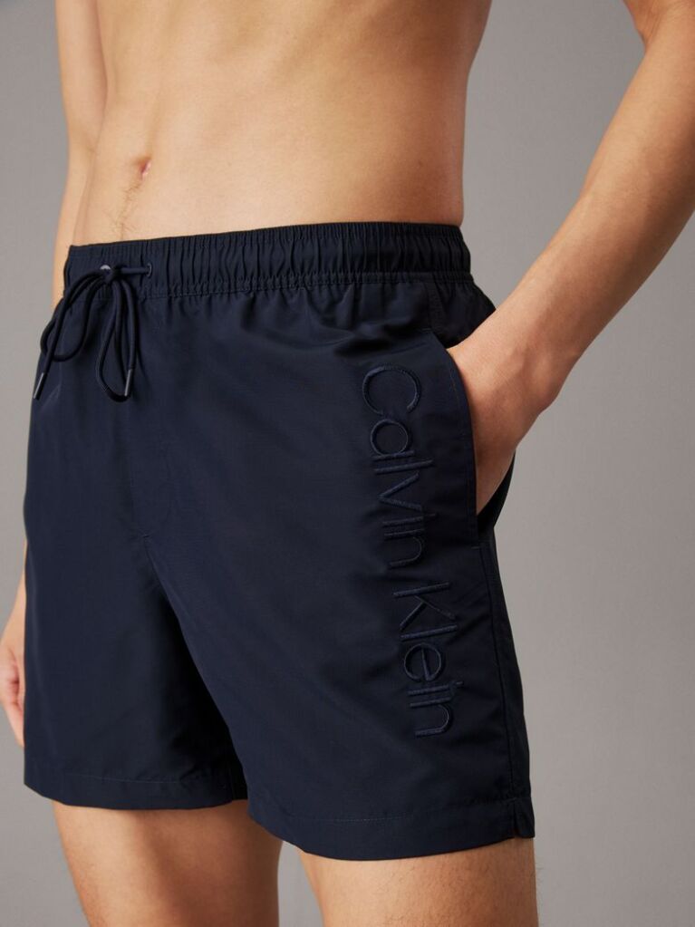 Blue Medium Drawstring Swim Shorts - Logo Embroidery  Men
