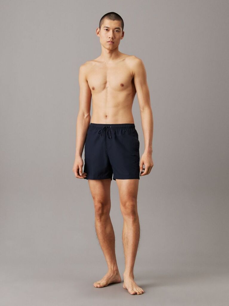 Blue Medium Drawstring Swim Shorts - Logo Embroidery  Men