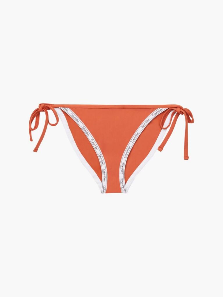 Orange Tie Side Bikini Bottom - Logo Tape  Women