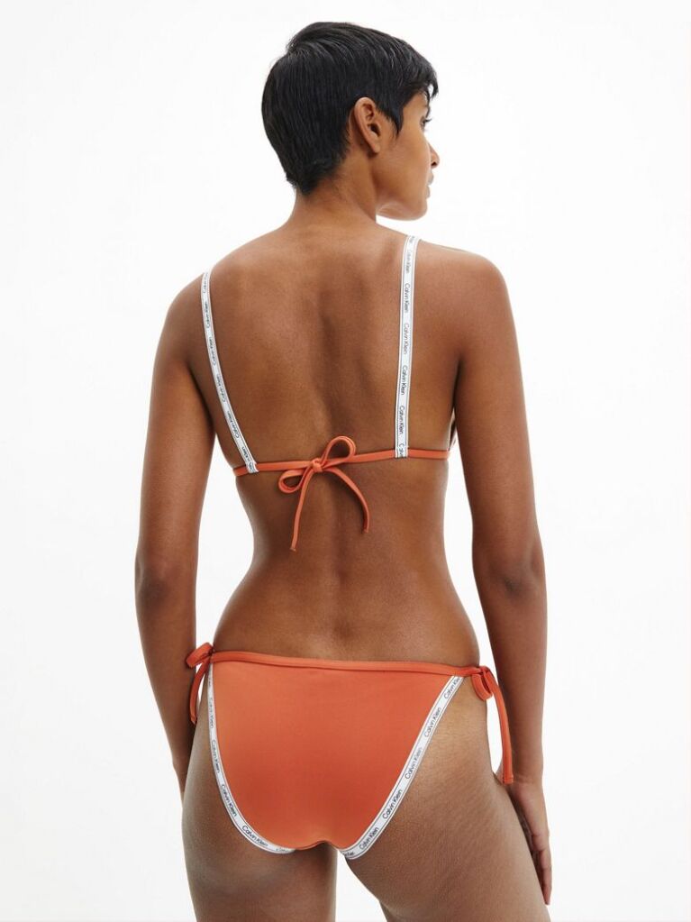 Orange Tie Side Bikini Bottom - Logo Tape  Women