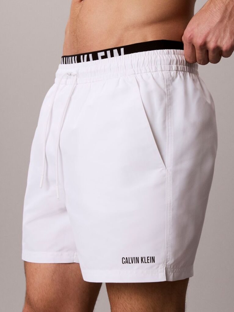 White Double Waistband Swim Shorts - Intense Power  Men