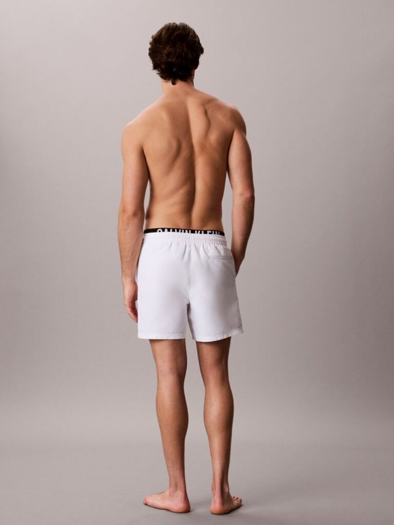 White Double Waistband Swim Shorts - Intense Power  Men