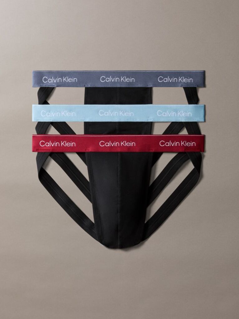 Black 3 Pack Jock Straps - Icon Cotton Stretch  Men