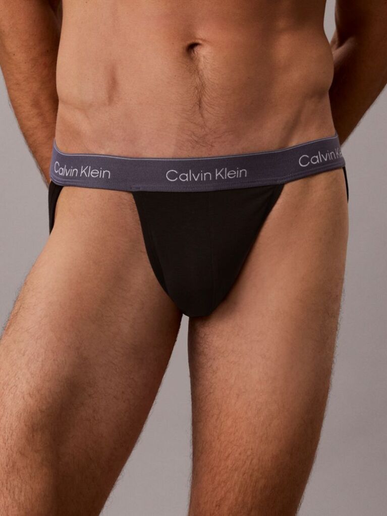 Black 3 Pack Jock Straps - Icon Cotton Stretch  Men