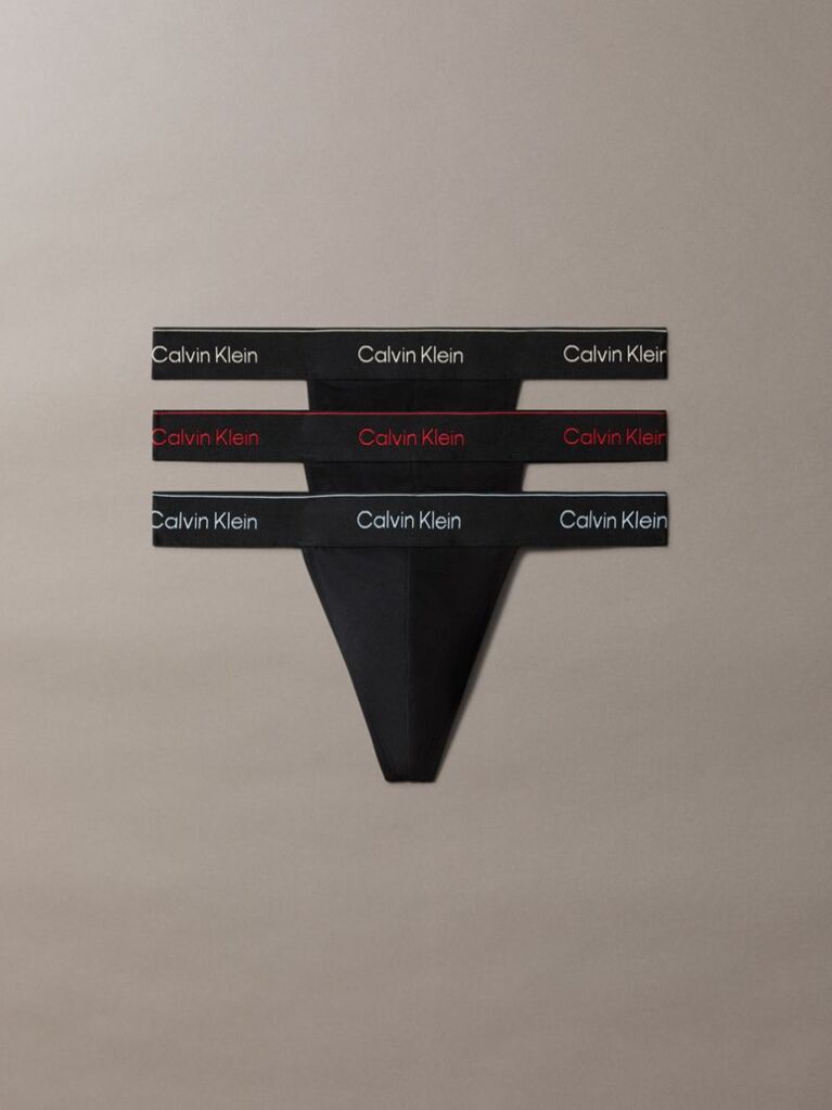Black 3 Pack Thongs - Icon Cotton Stretch  Men