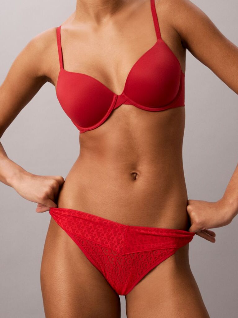 Red Low Rise Thong - Icon Logo Lace  Women