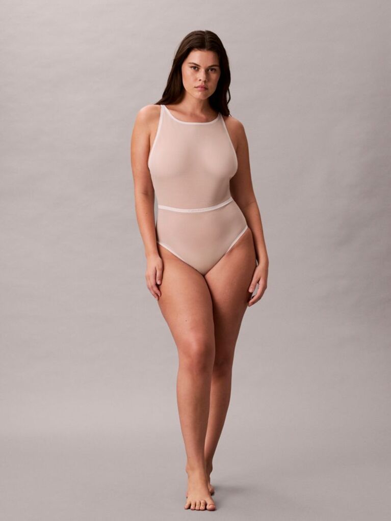 Μπεζ Κορμάκι Shapewear Μεσαίου Μήκους - Minimalist Mesh  Γυναίκα