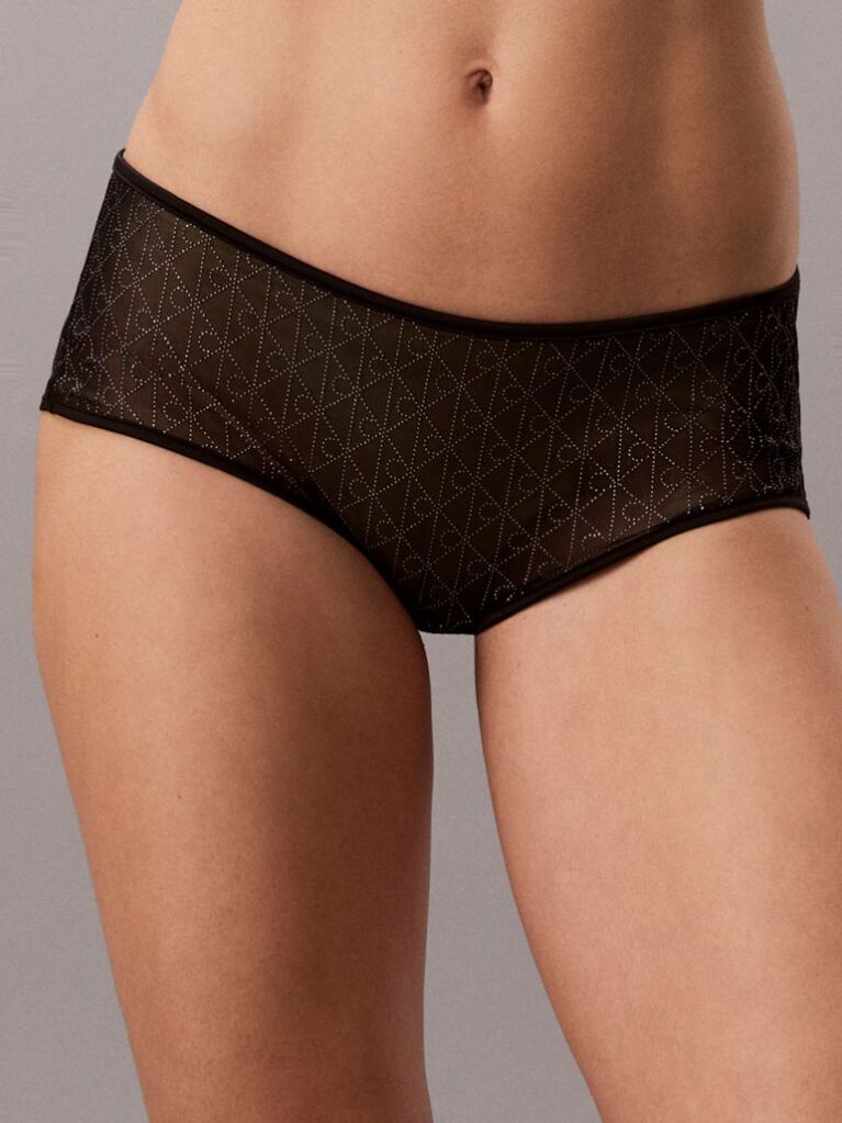 Black Boy Shorts - Emblem Mesh  Women