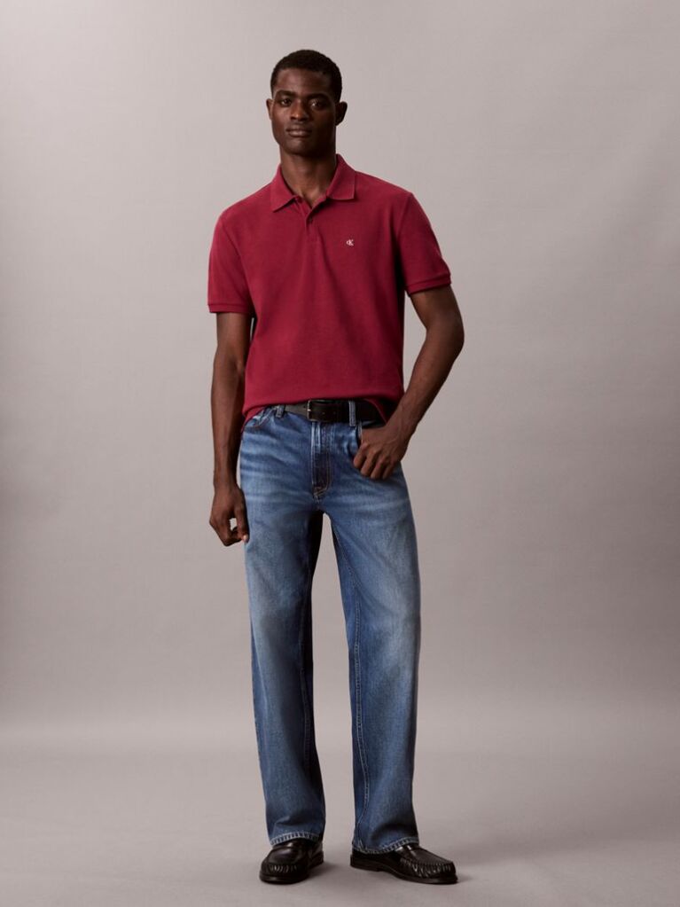 Κόκκινο Polo T-Shirt Από Βαμβάκι Πικέ  Άνδρας