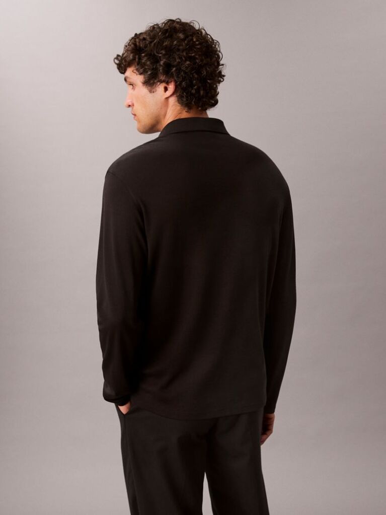 Black Long Sleeve Polo Shirt  Men