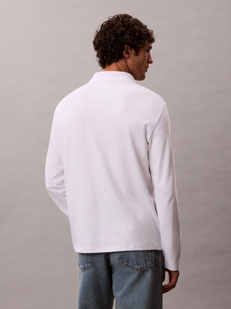 White Long Sleeve Polo Shirt  Men