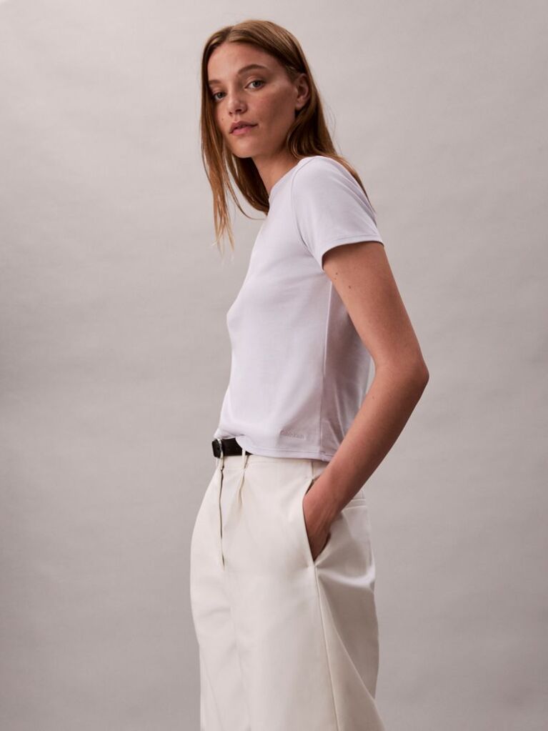 White Short Sleeve Supima Crewneck T-Shirt  Women