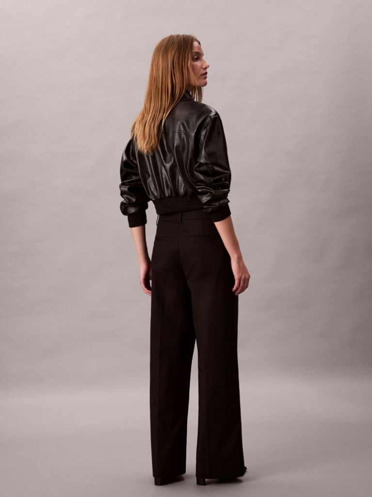 Black Wide Leg Chino Trousers  Women