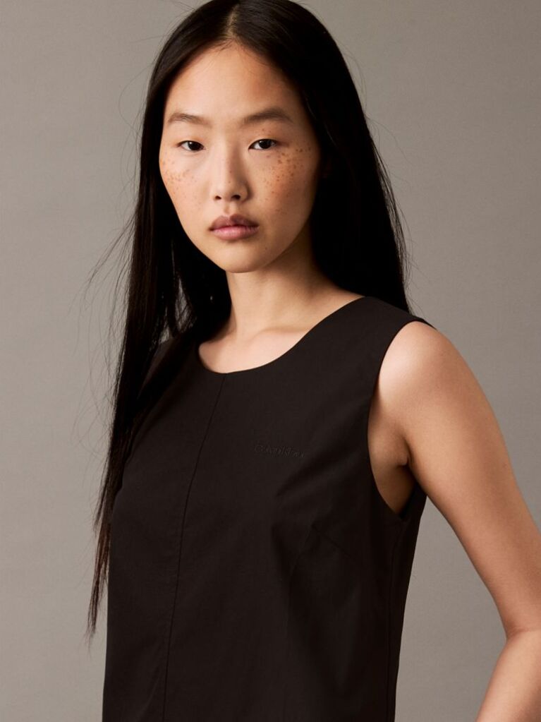 Black Sleeveless Cotton Poplin Mini Dress  Women