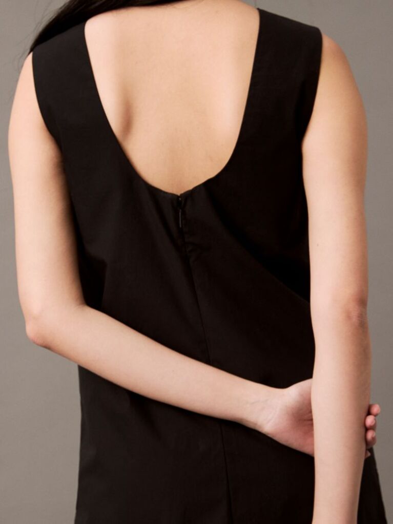 Black Sleeveless Cotton Poplin Mini Dress  Women