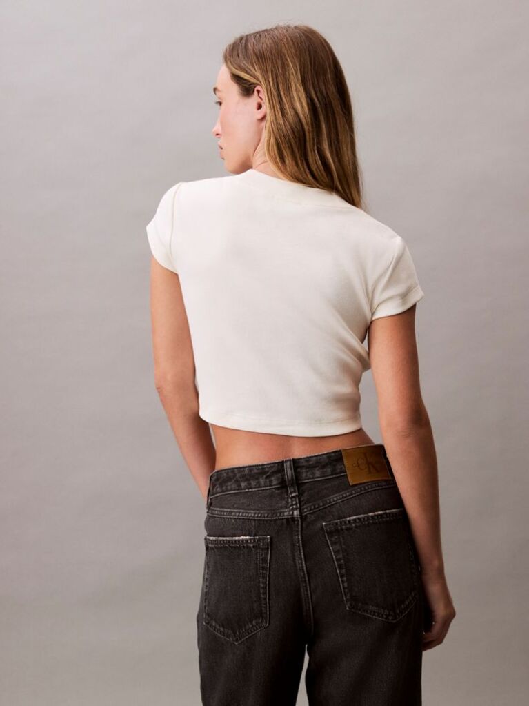 White Slim Cropped Monogram T-shirt  Women