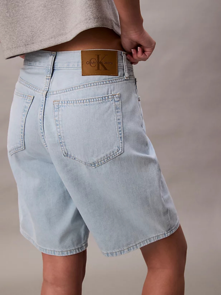 Denim Relaxed Linen Blend Bermuda Shorts  Women