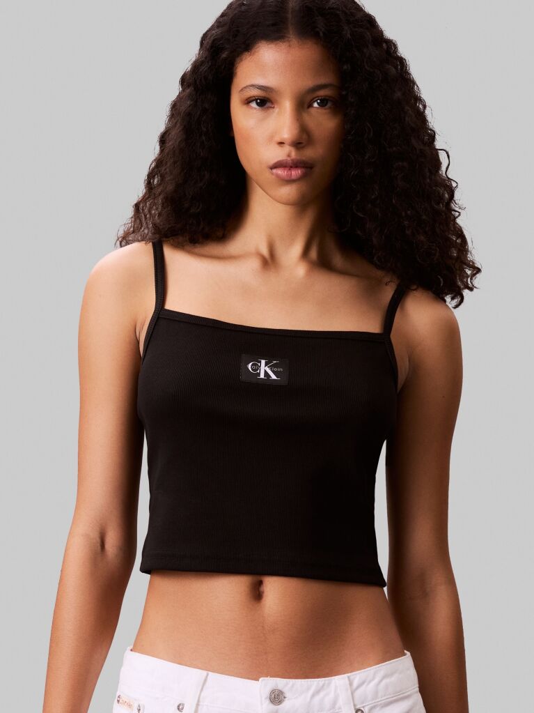 Black Rib Tank Top  Women