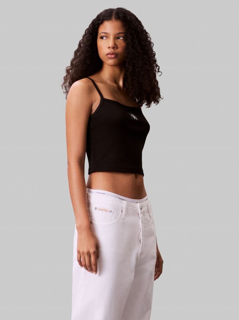 Black Rib Tank Top  Women