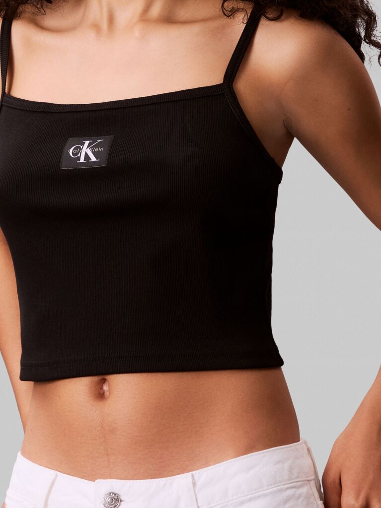 Black Rib Tank Top  Women