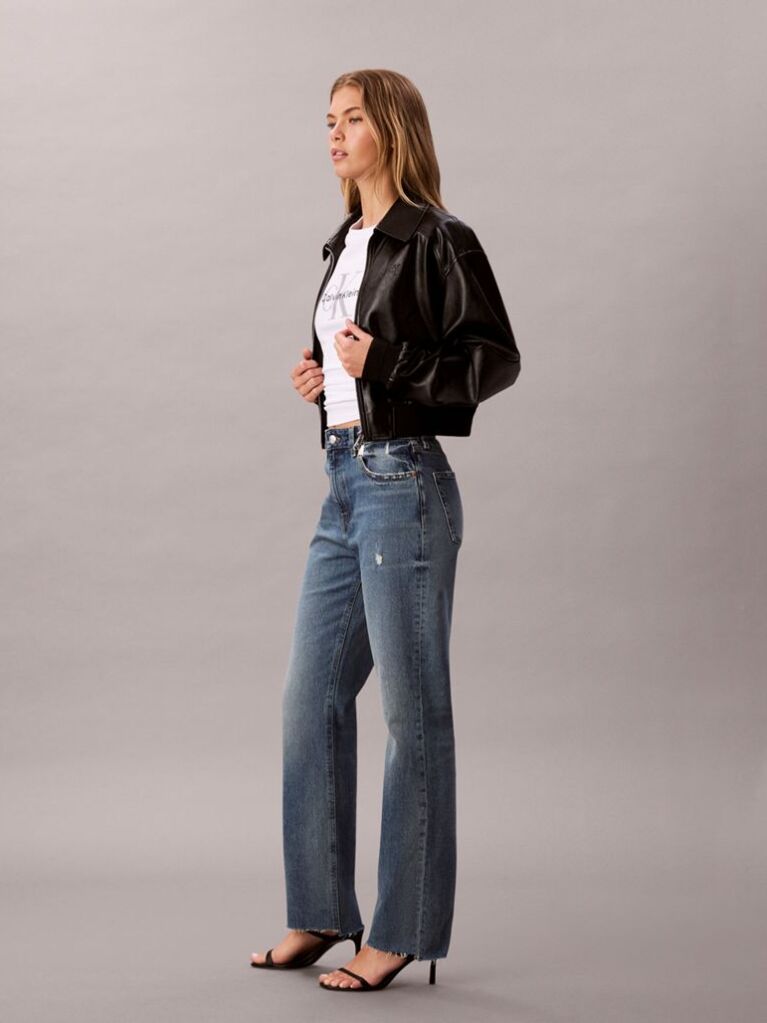 Denim High Rise Straight Jeans  Women