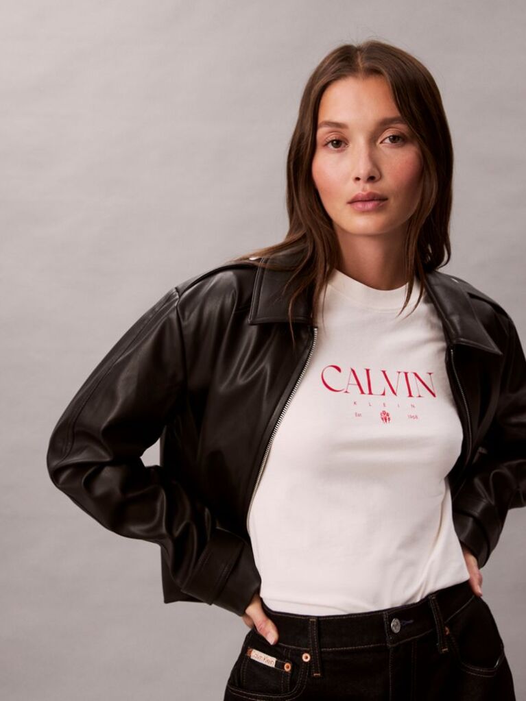 White Logo Graphic Slim T-Shirt  Women