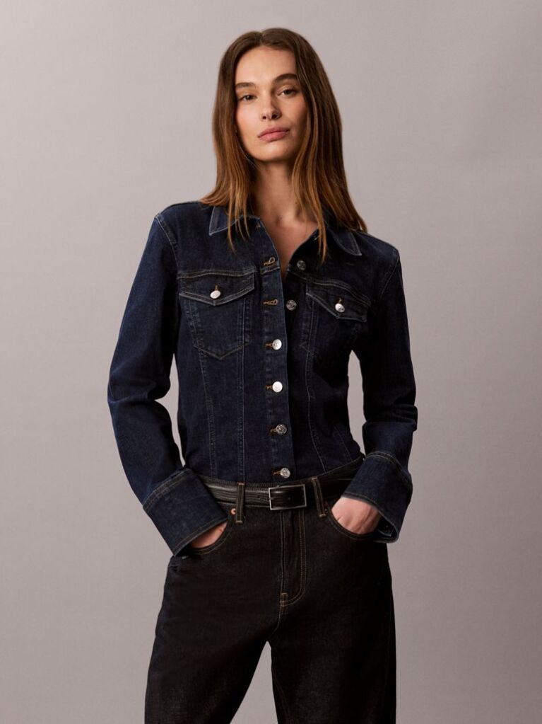 Denim Sculpt Denim Trucker Button-Down Shirt  Women