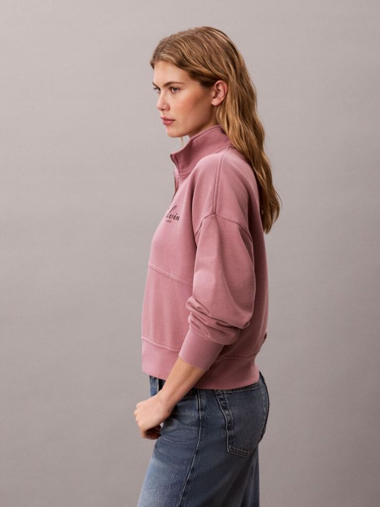Pink Relaxed Quarter Zip Sweatshirt  Women
