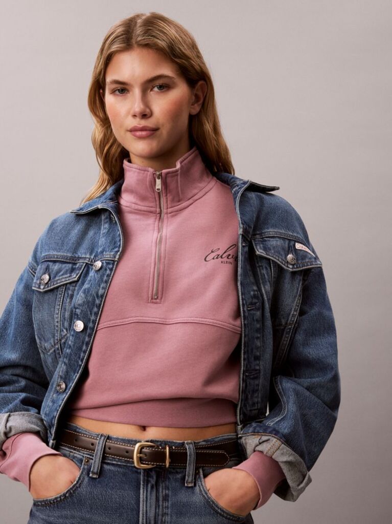Pink Relaxed Quarter Zip Sweatshirt  Women