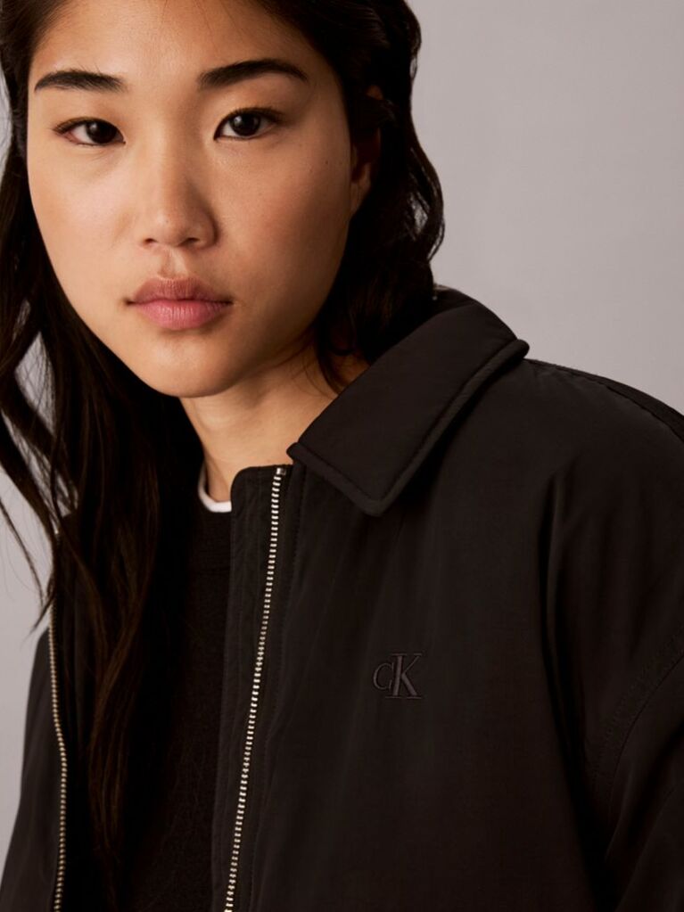 Black Lightly Padded Short Bomber Jacket  Women