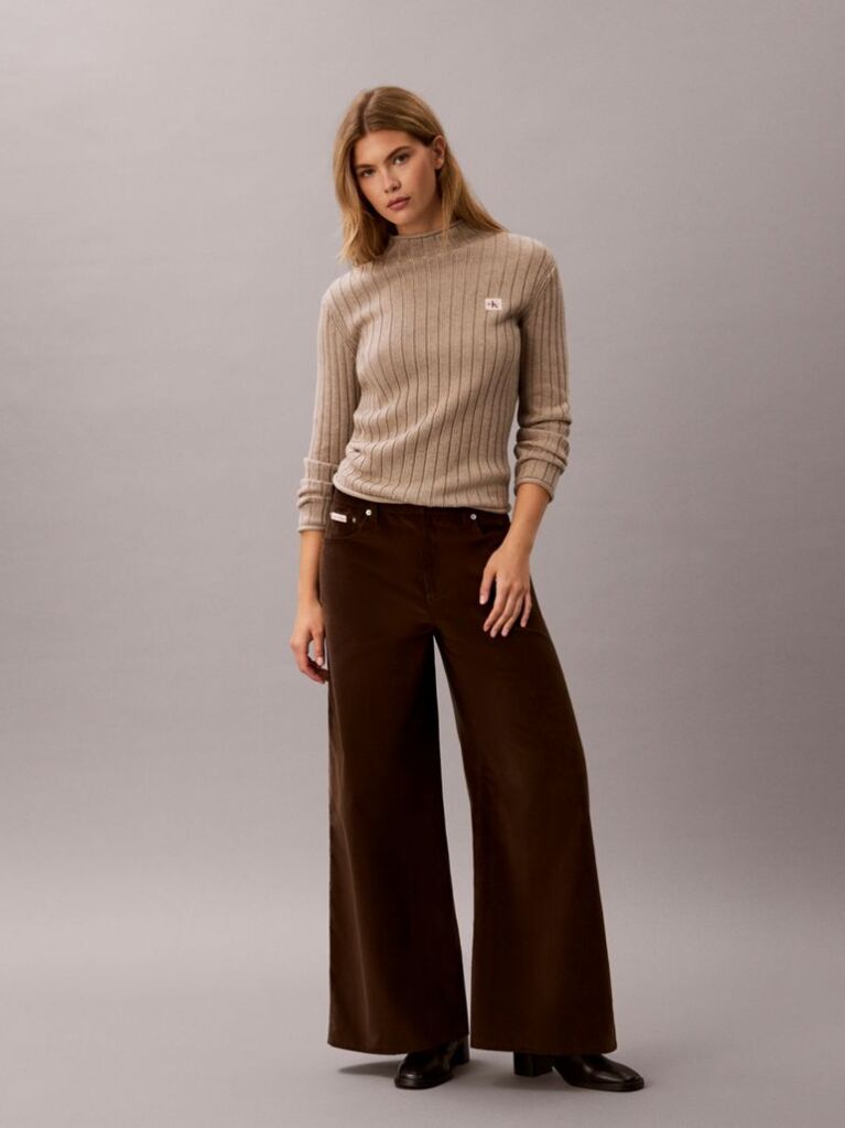 Brown Corduroy Wide Leg Trousers  Women