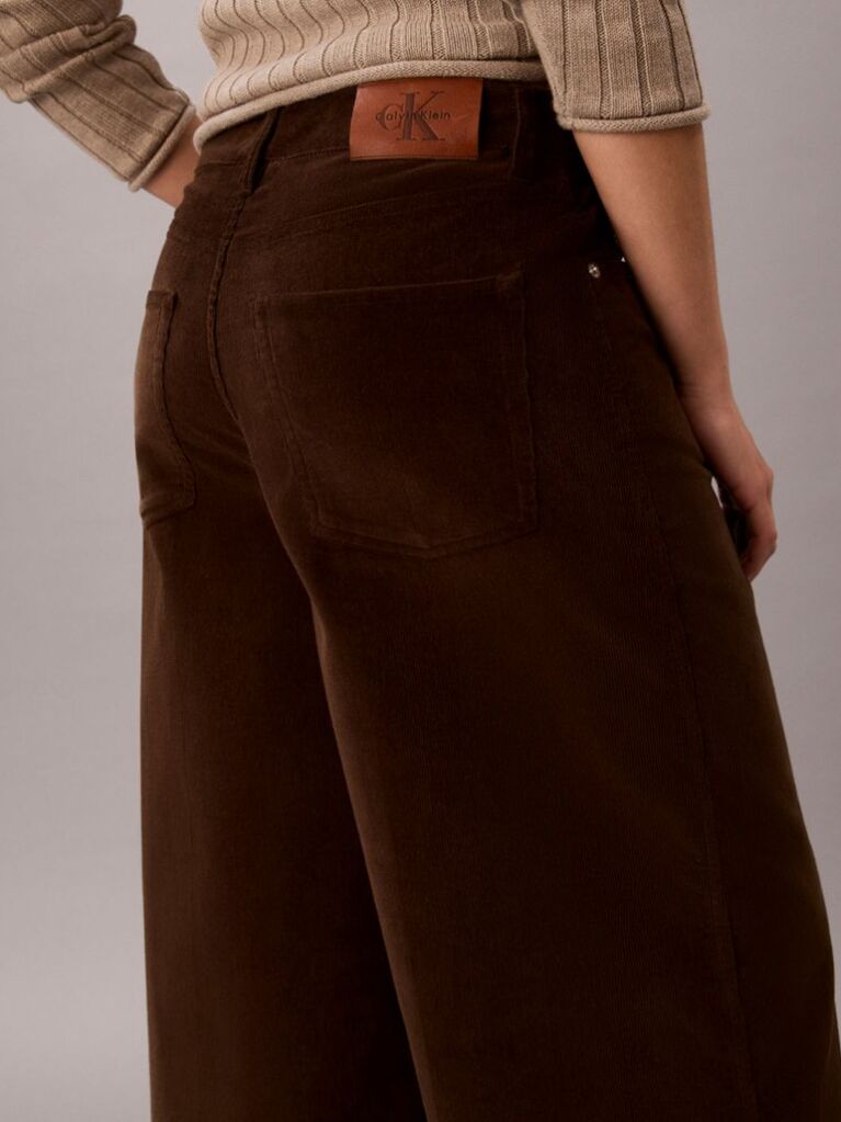 Brown Corduroy Wide Leg Trousers  Women