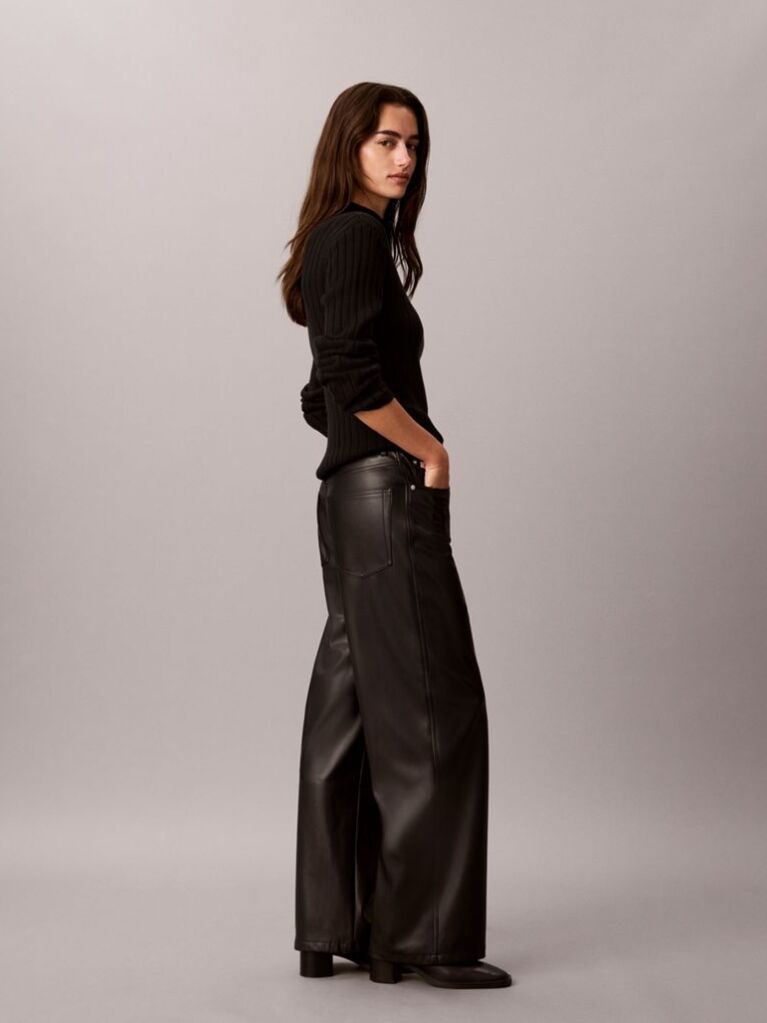 Black Faux Leather Trousers  Women
