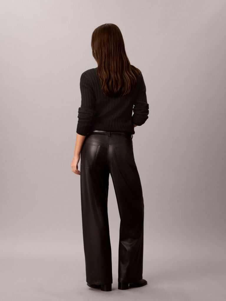 Black Faux Leather Trousers  Women