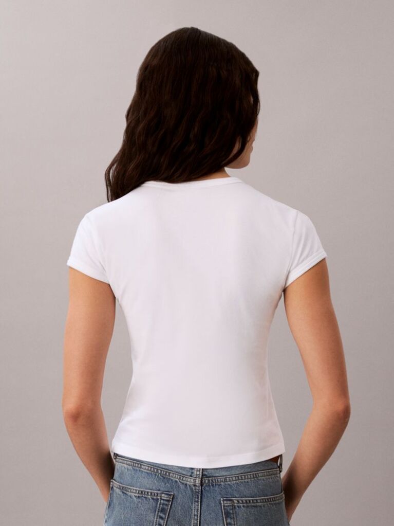 Λευκό Στενό T-shirt Με Λογότυπο Καρδιά  Γυναίκα