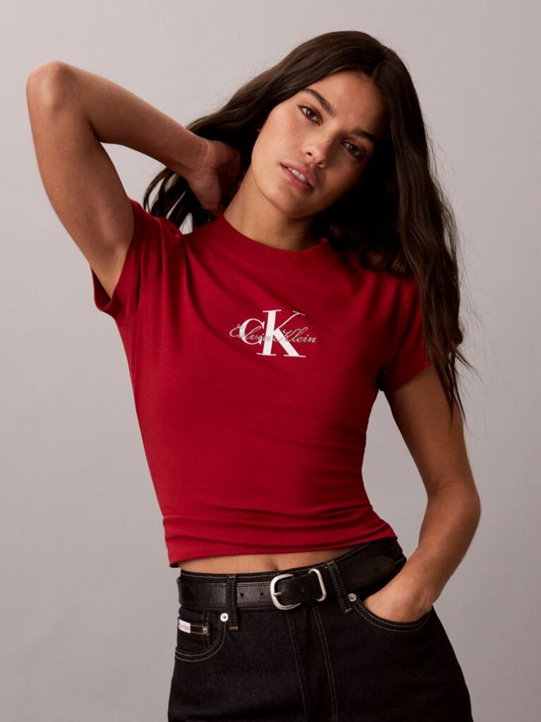 Κόκκινο Κοντό T-shirt Monologo  Γυναίκα