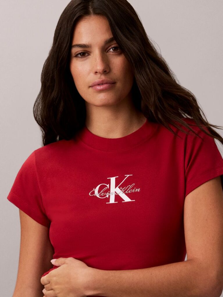 Κόκκινο Κοντό T-shirt Monologo  Γυναίκα