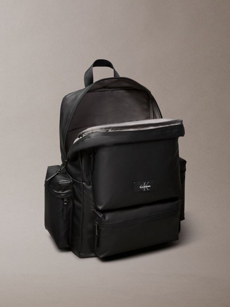 Black Utility Pocket Backpack  Men