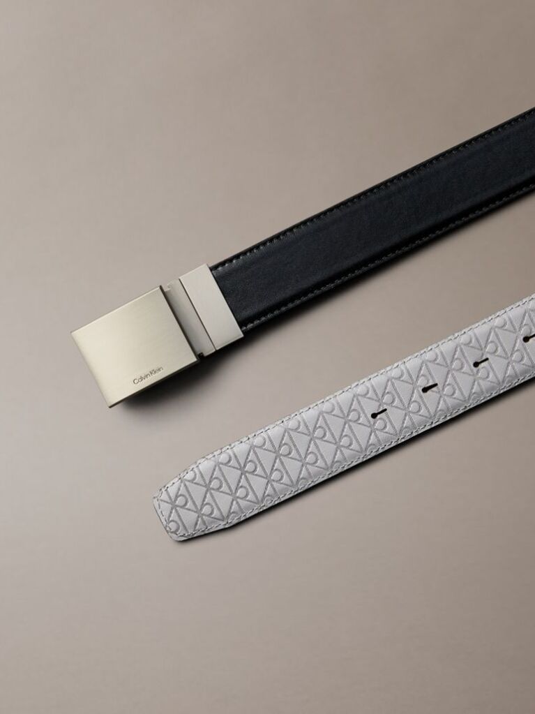Multi Reversible Leather Plaque Buckle Belt  Men