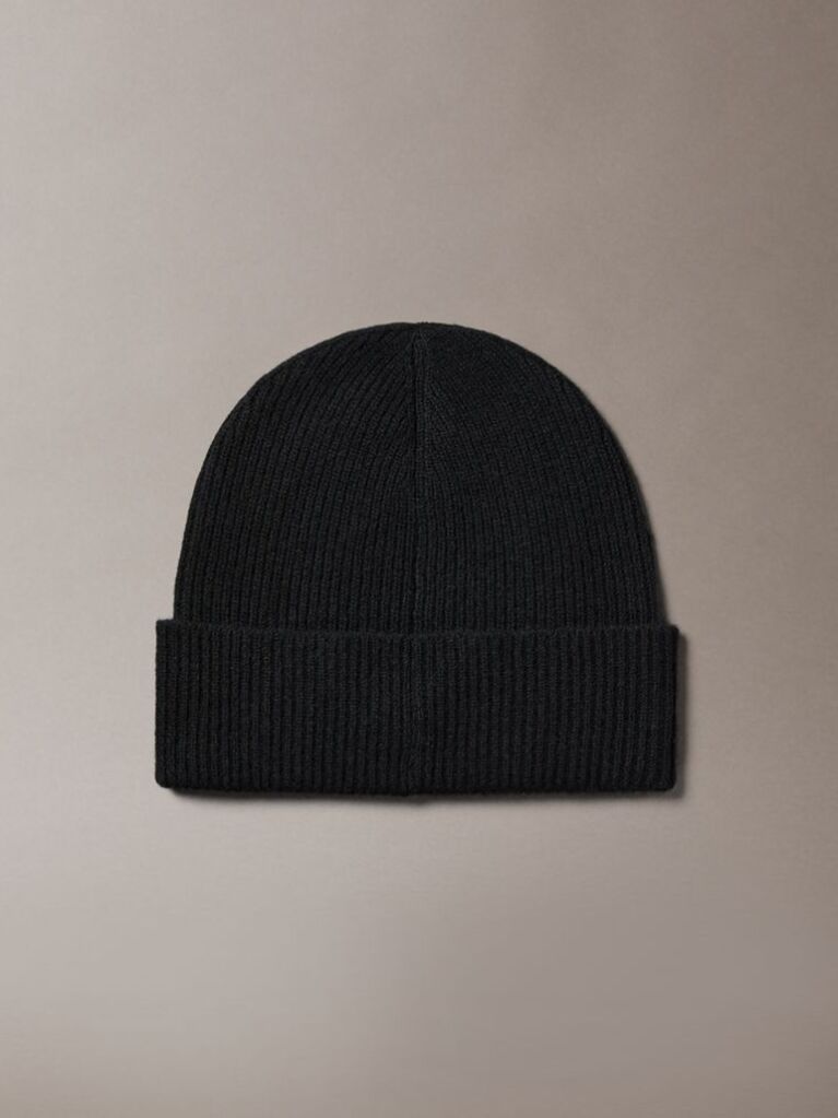 Black Cashmere Emblem Logo Beanie  Men