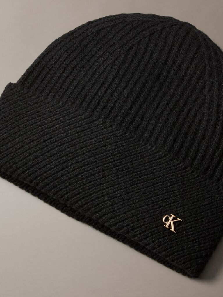 Black Wool Blend Scarf and Beanie Gift Set  Women