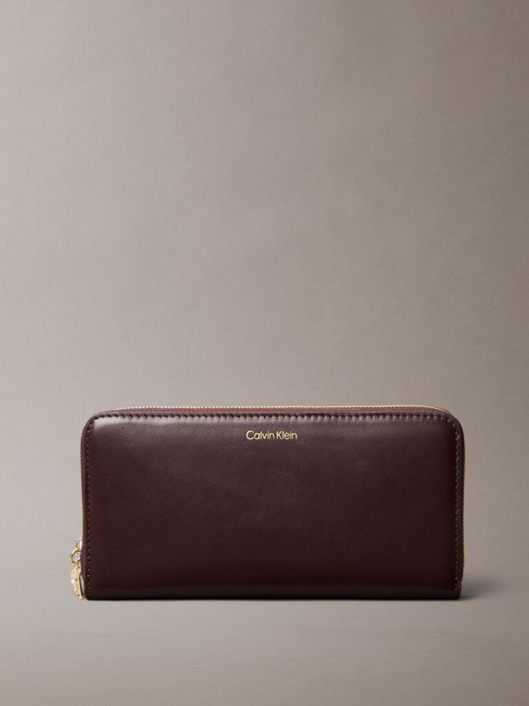 Red Leather Large Zip Wallet  Women