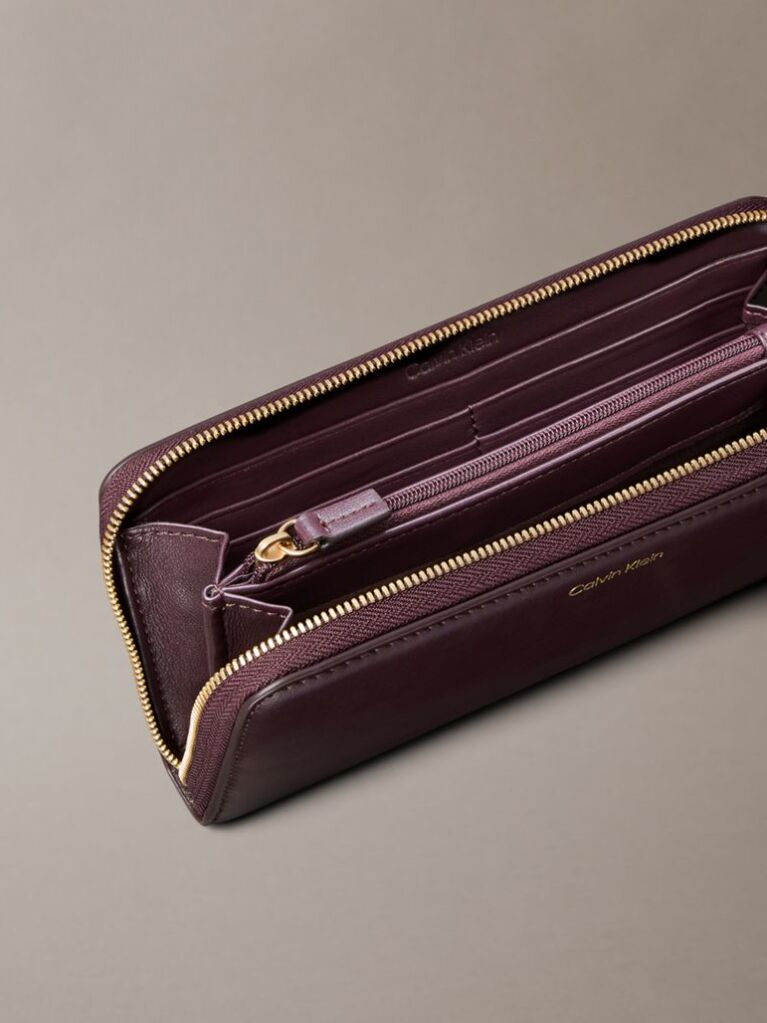 Red Leather Large Zip Wallet  Women